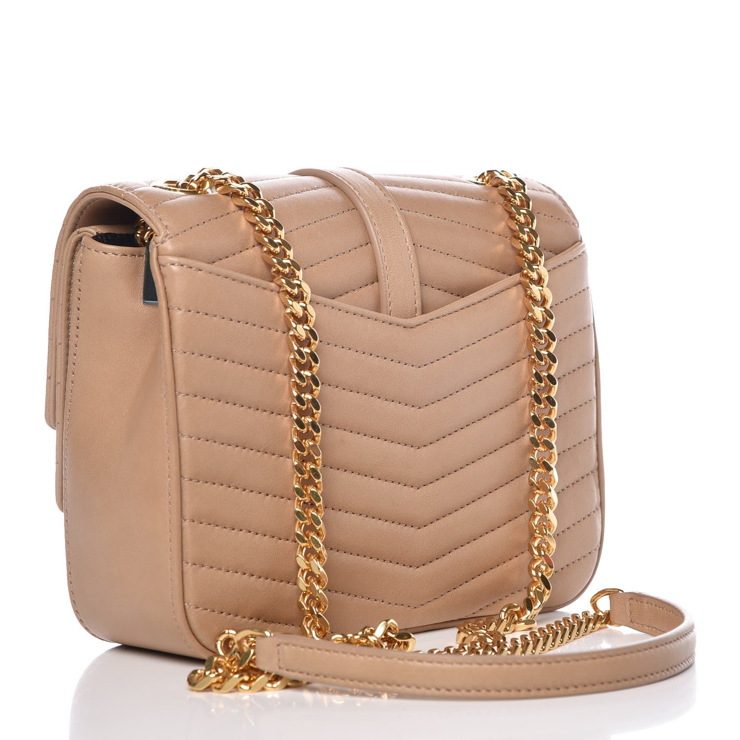 Saint Laurent Lambskin Matelasse Chevron Monogram Small Sulpice Bag Sable Beige 3 of 7