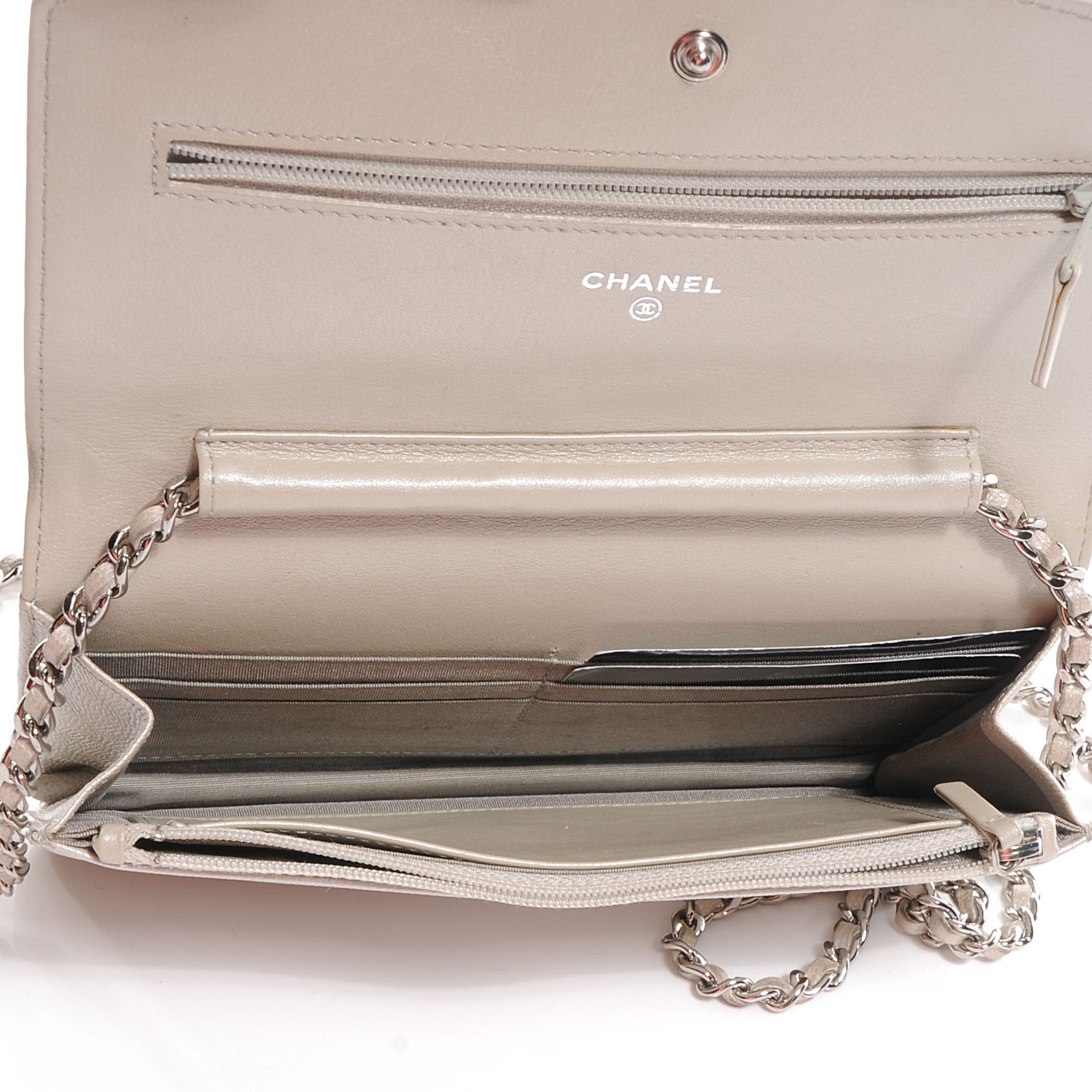 Chanel Caviar Sevruga Wallet on Chain WOC Pearl 10 of 17