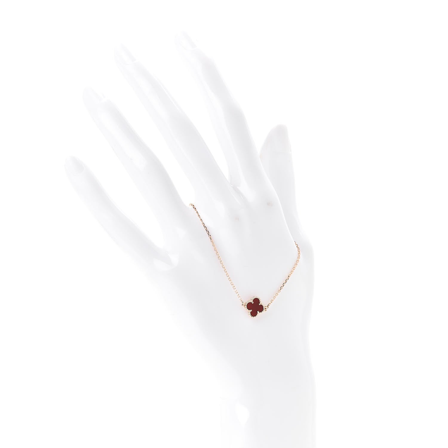 Van Cleef & Arpels 18K Rose Gold Carnelian Sweet Alhambra Bracelet 2 of 7