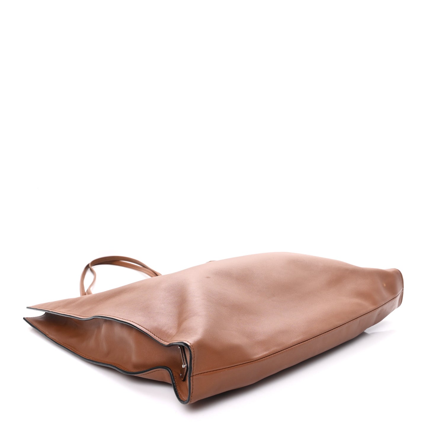 Soft Calfskin Triangle Logo Embossed Tote Cognac