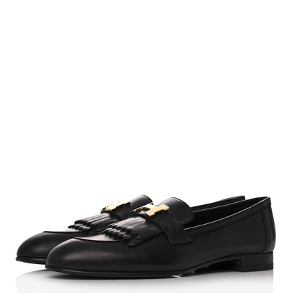 Hermes Goatskin Womens Royal Loafers 38.5 Black 3 of 10