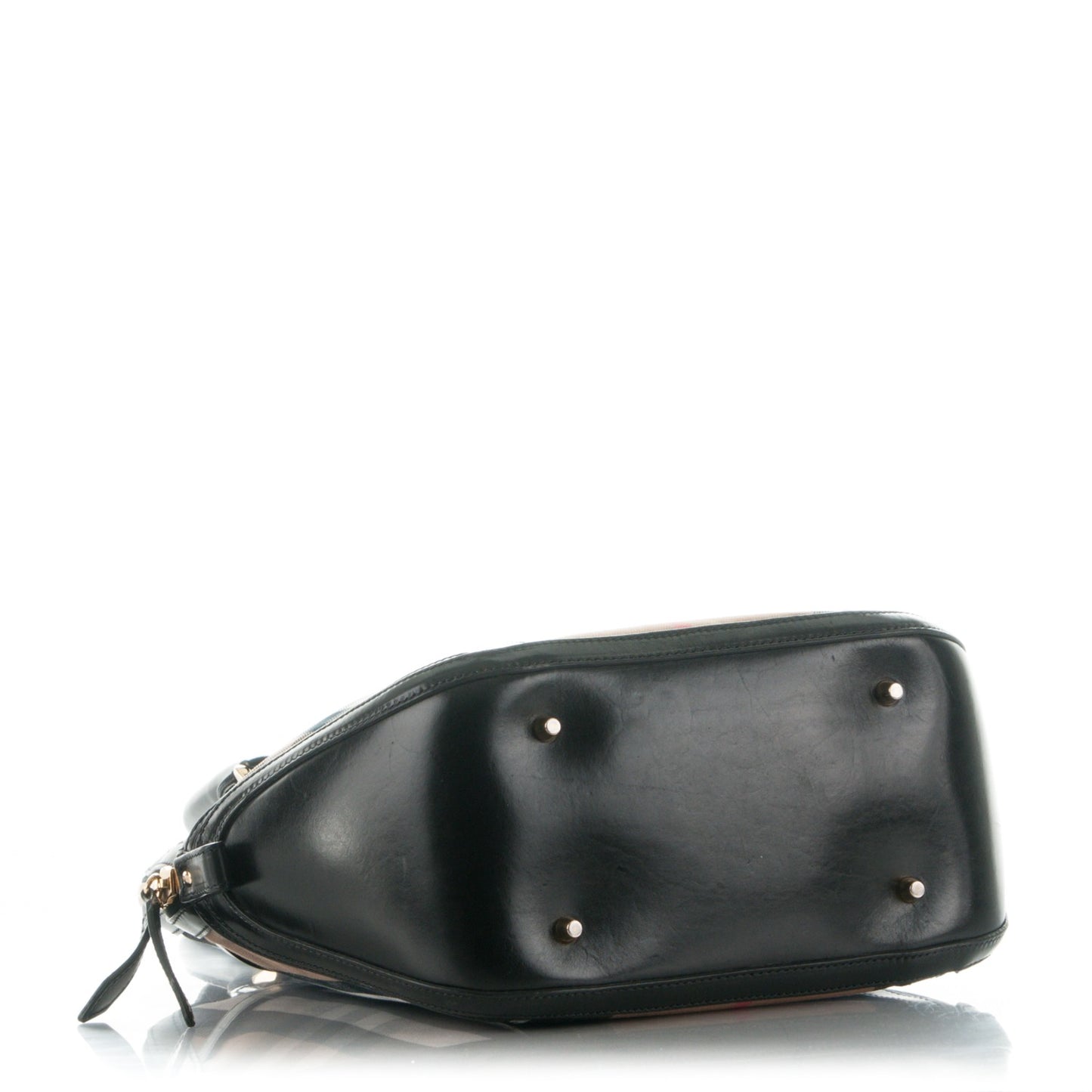 Bridle Calfskin House Check Medium Orchard Bowling Bag Black