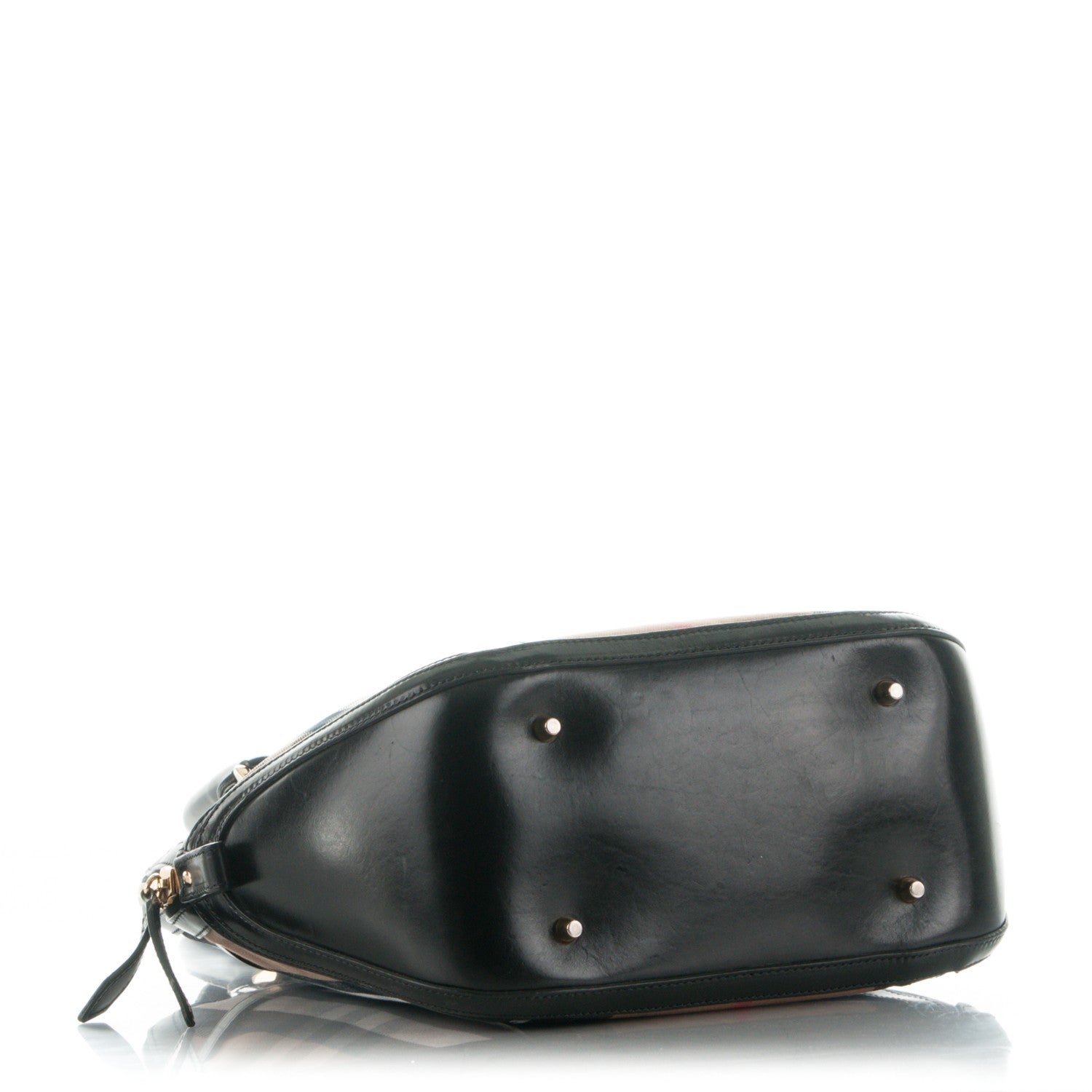 Burberry Bridle Calfskin House Check Medium Orchard Bowling Bag Black 4 of 8