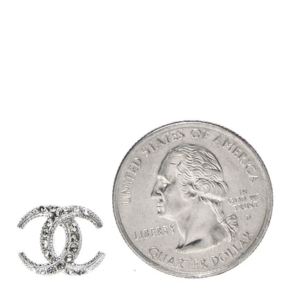 Chanel Crystal CC Moon Earrings Silver 2 of 4