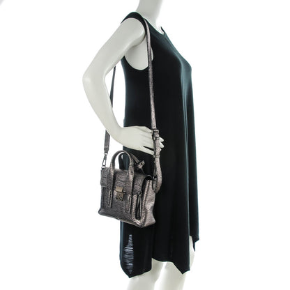 3.1 Phillip Lim 3.1 Textured Calfskin Mini Pashli Satchel Black Mauve 2 of 7