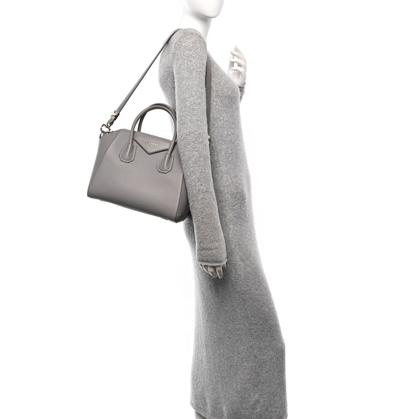 Sugar Goatskin Small Antigona Pearl Grey