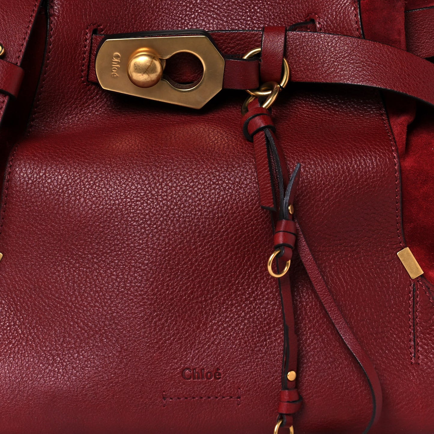 Suede Calfskin Medium Owen Bucket Bag Sienna Red