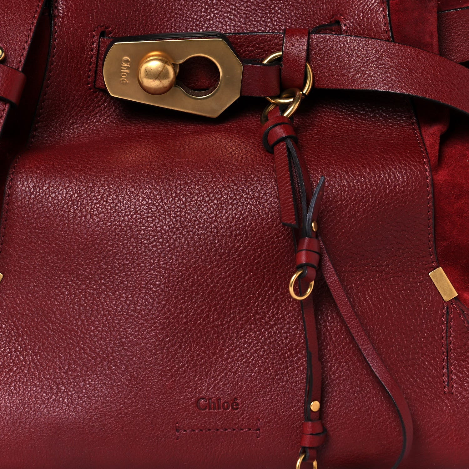 Chloe Suede Calfskin Medium Owen Bucket Bag Sienna Red 8 of 19