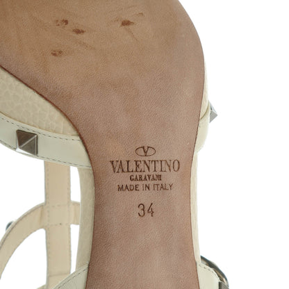 Valentino Garavani Alce Printed Calfskin Rockstud Rolling Ankle Strap Pumps 34 Ivory 7 of 8