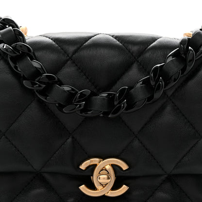 Chanel Lambskin Quilted Mini Lacquered Chain Flap Black 8 of 10