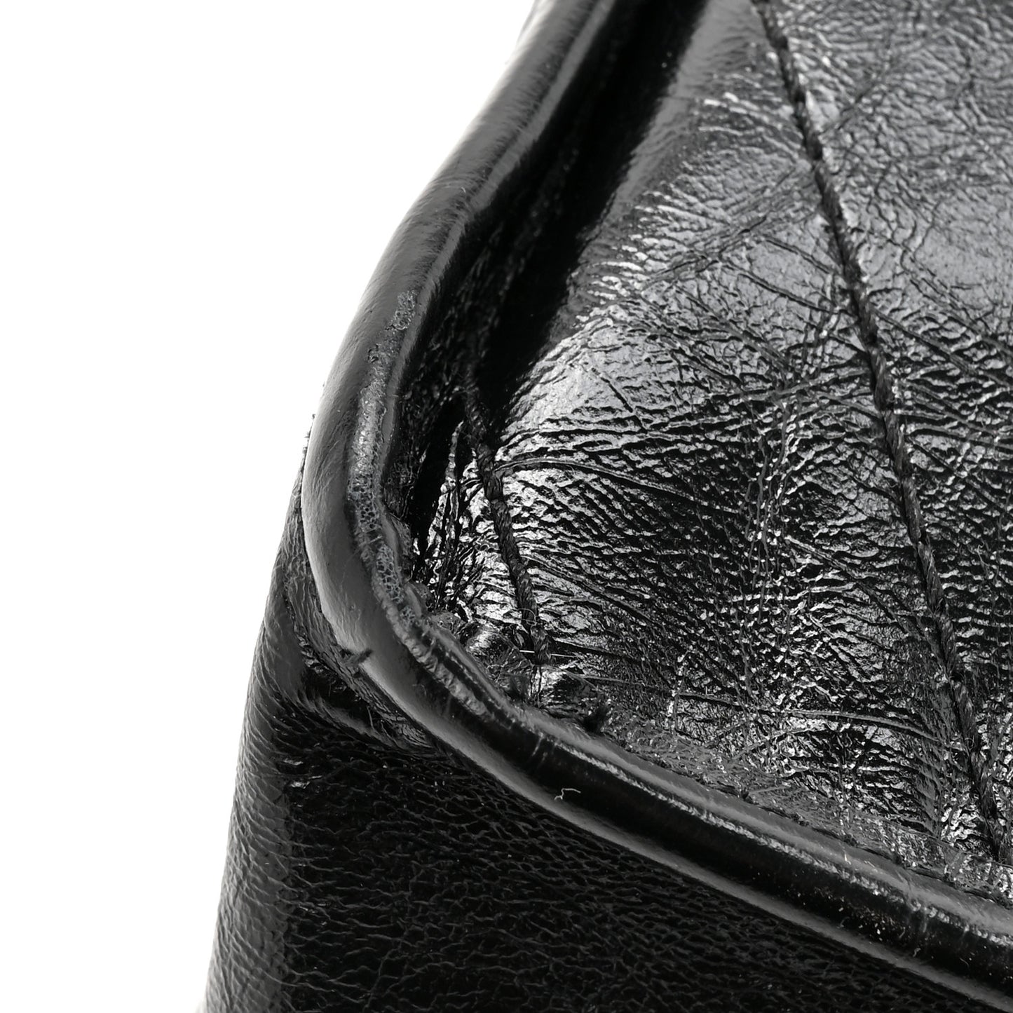 Crinkled Calfskin Matelasse Monogram Medium Niki Chain Satchel Black