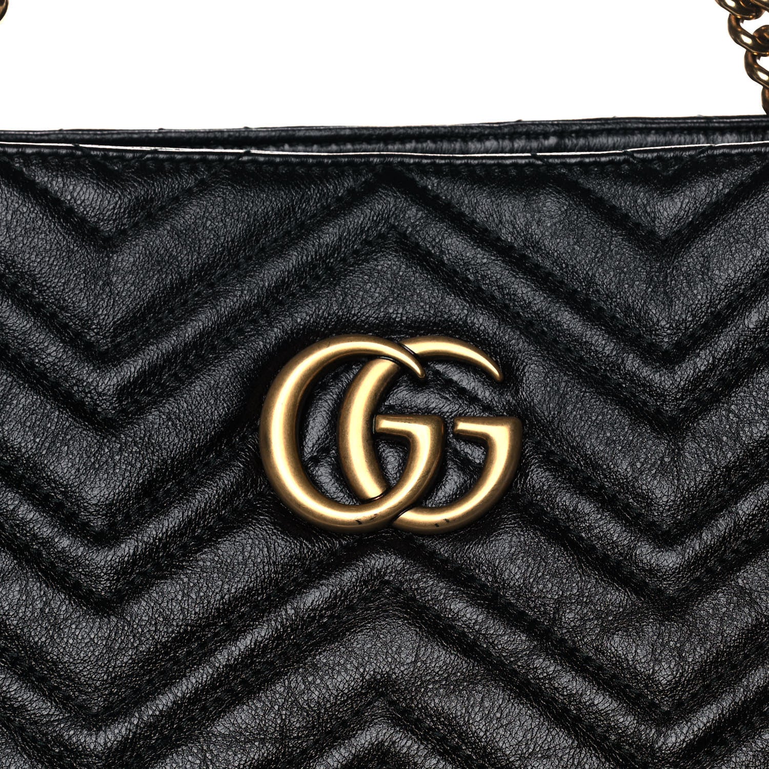 Gucci Azalea Calfskin Matelasse Large GG Marmont Slim Tote Black 8 of 10