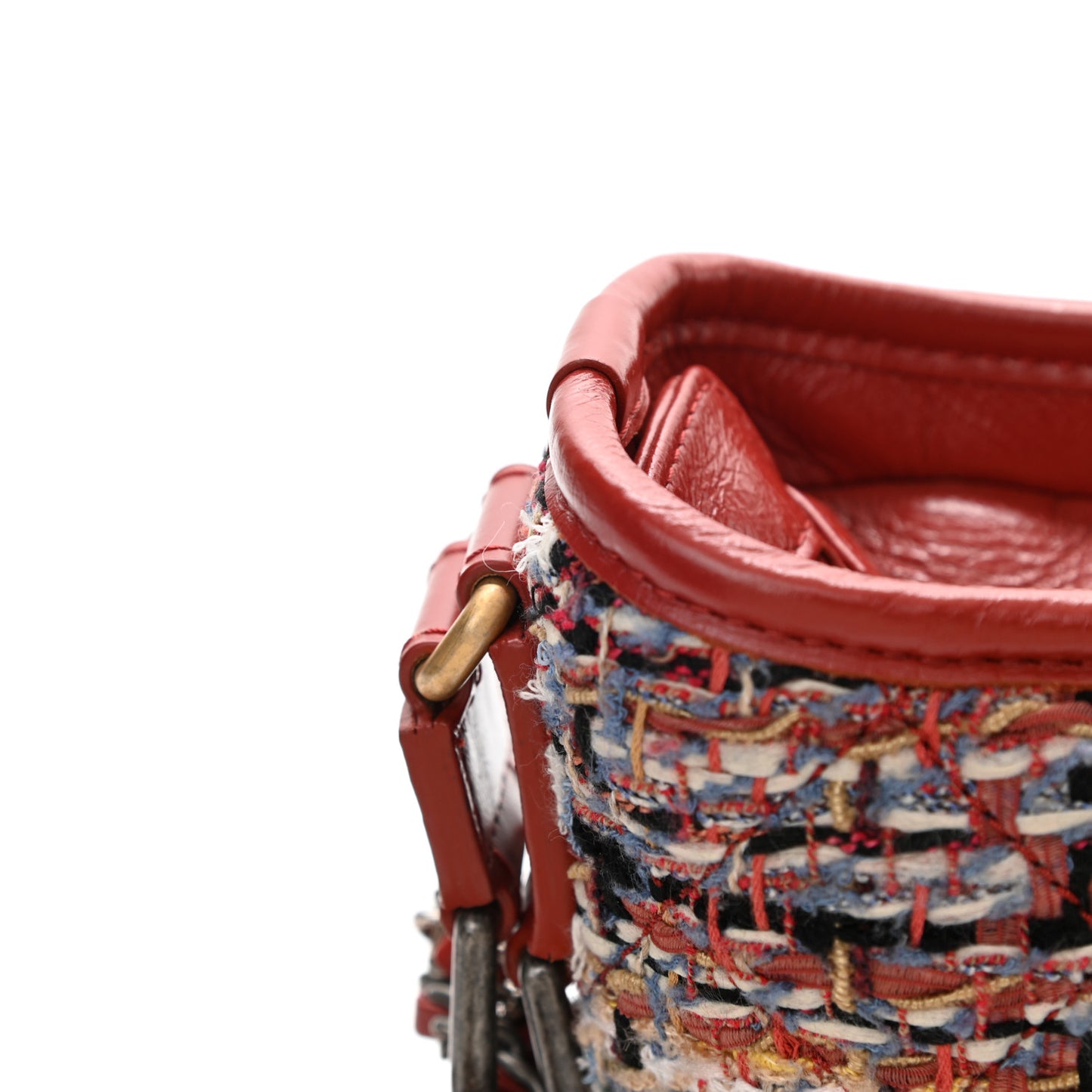 Tweed Calfskin Small Gabrielle Hobo Red