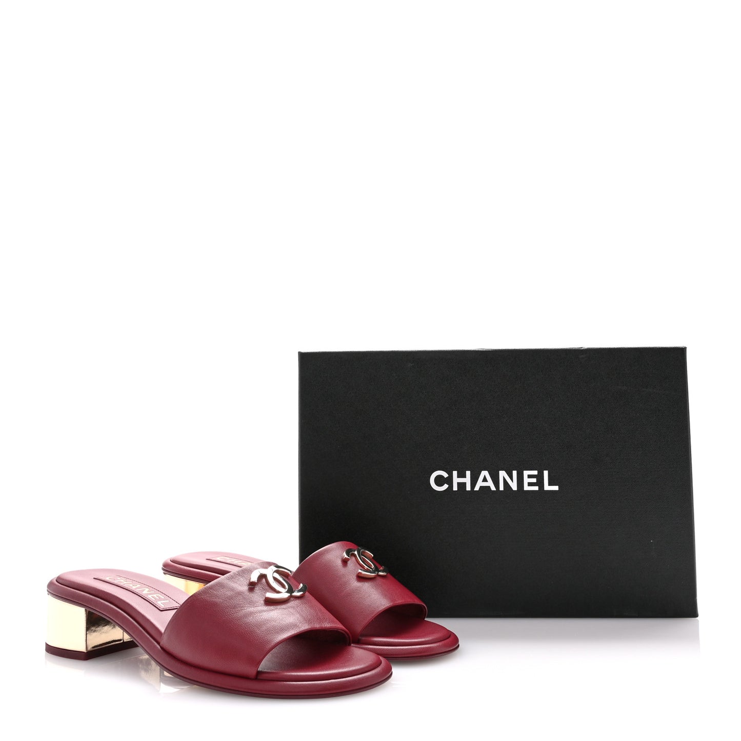 Lambskin CC Mules 38 Burgundy