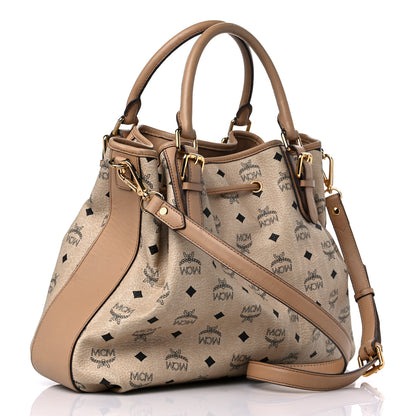 MCM Visetos Drawstring Bucket Bag Beige 3 of 15