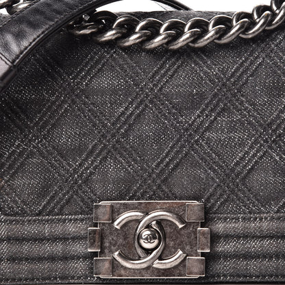 Chanel Denim Quilted Small Boy Flap Black 8 of 14
