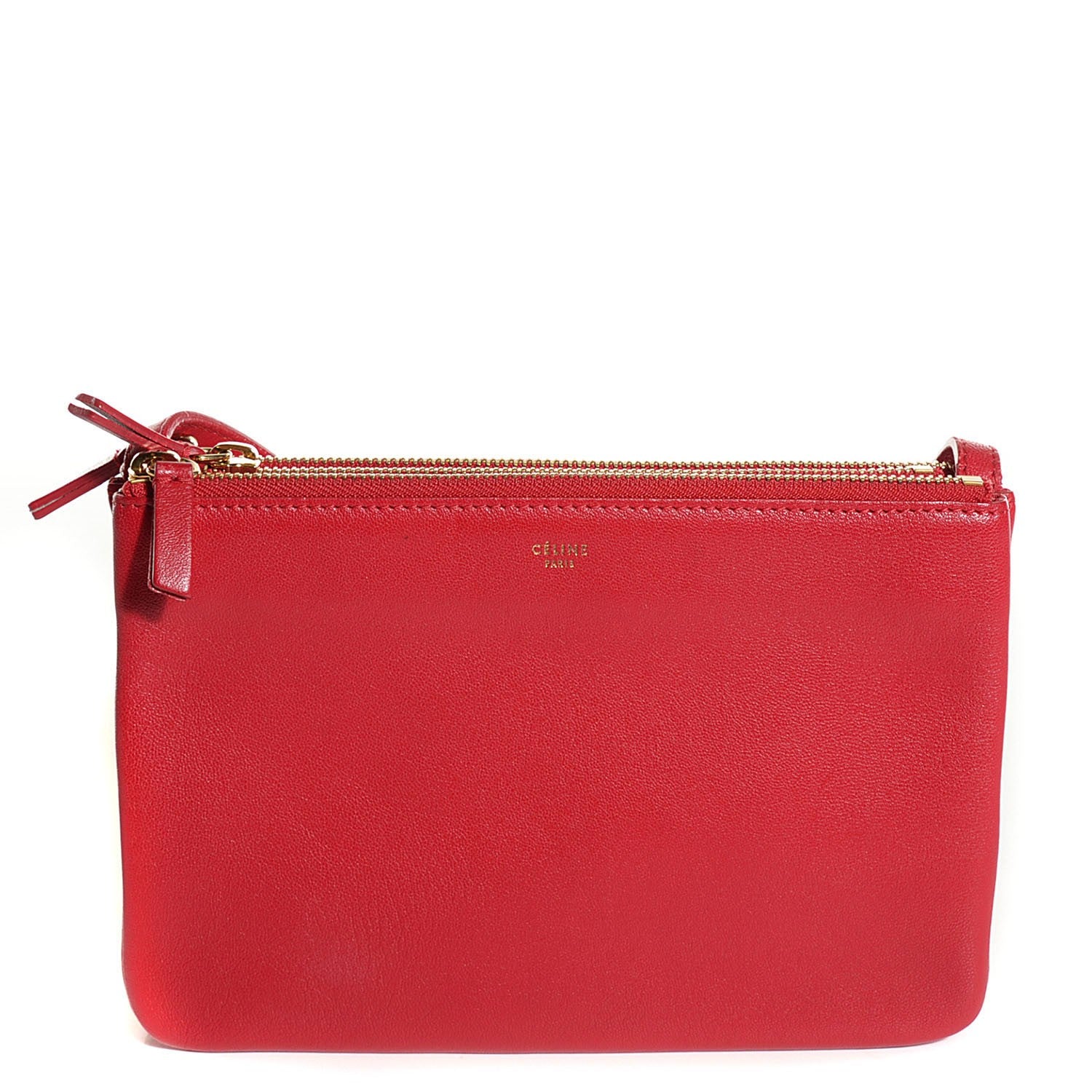 Celine Lambskin Small Trio Crossbody Bag Red 1 of 7