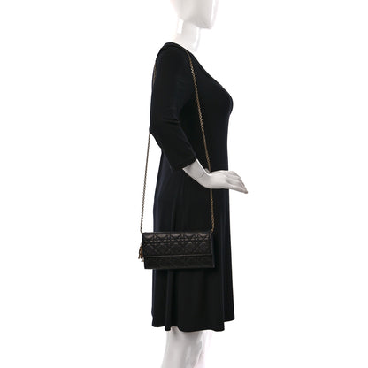Christian Dior Grained Calfskin Cannage Lady Dior Rendezvous Chain Wallet Black 2 of 11