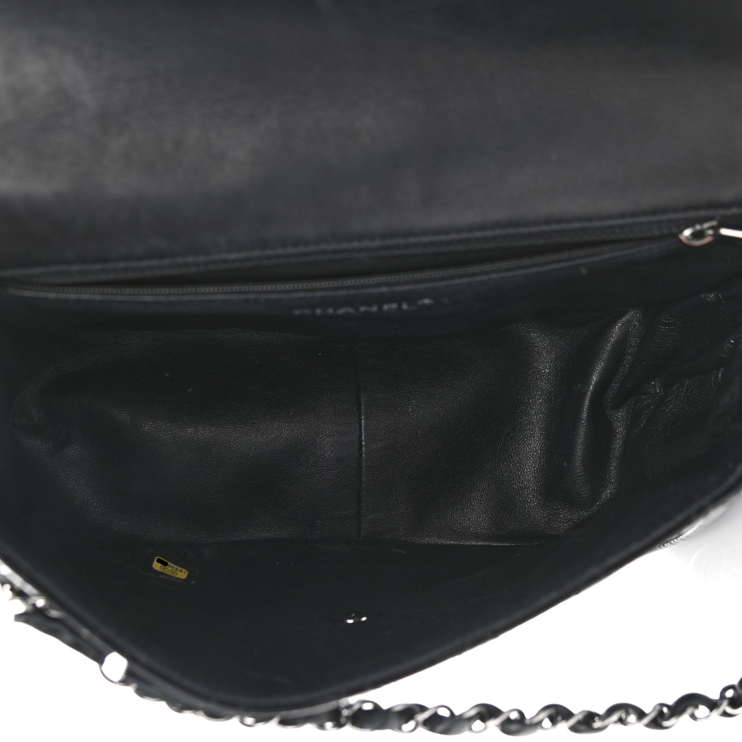 Lambskin Patent Classic Twist Crescent Flap Bag Black
