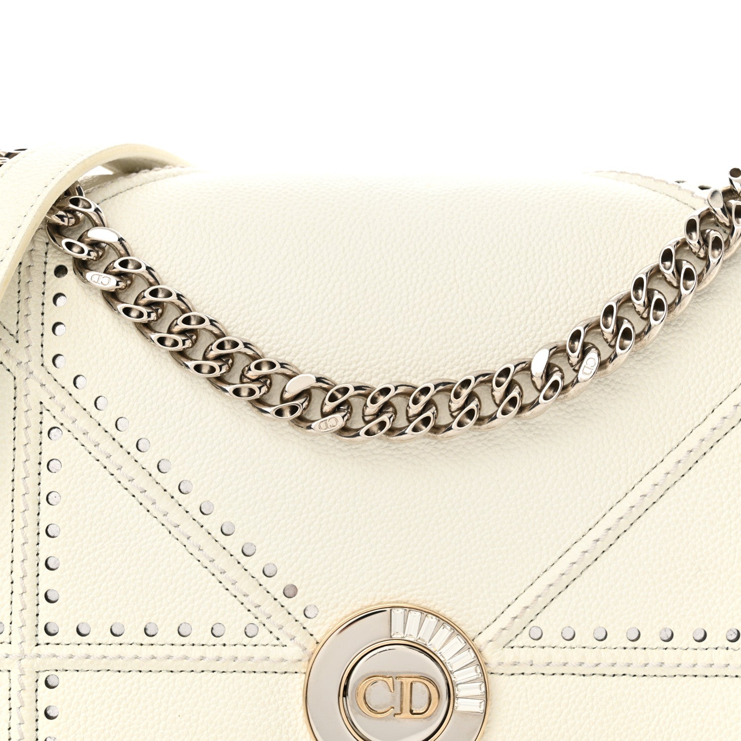 Christian Dior Grained Calfskin Perforated Diorama Flap Bag Latte 7 of 19