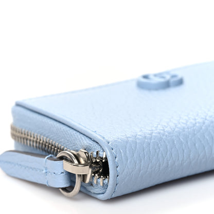 Gucci Dollar Calfskin Enamel Monochrome GG Marmont Zip Around Card Holder Porcelain Light Blue 7 of 10