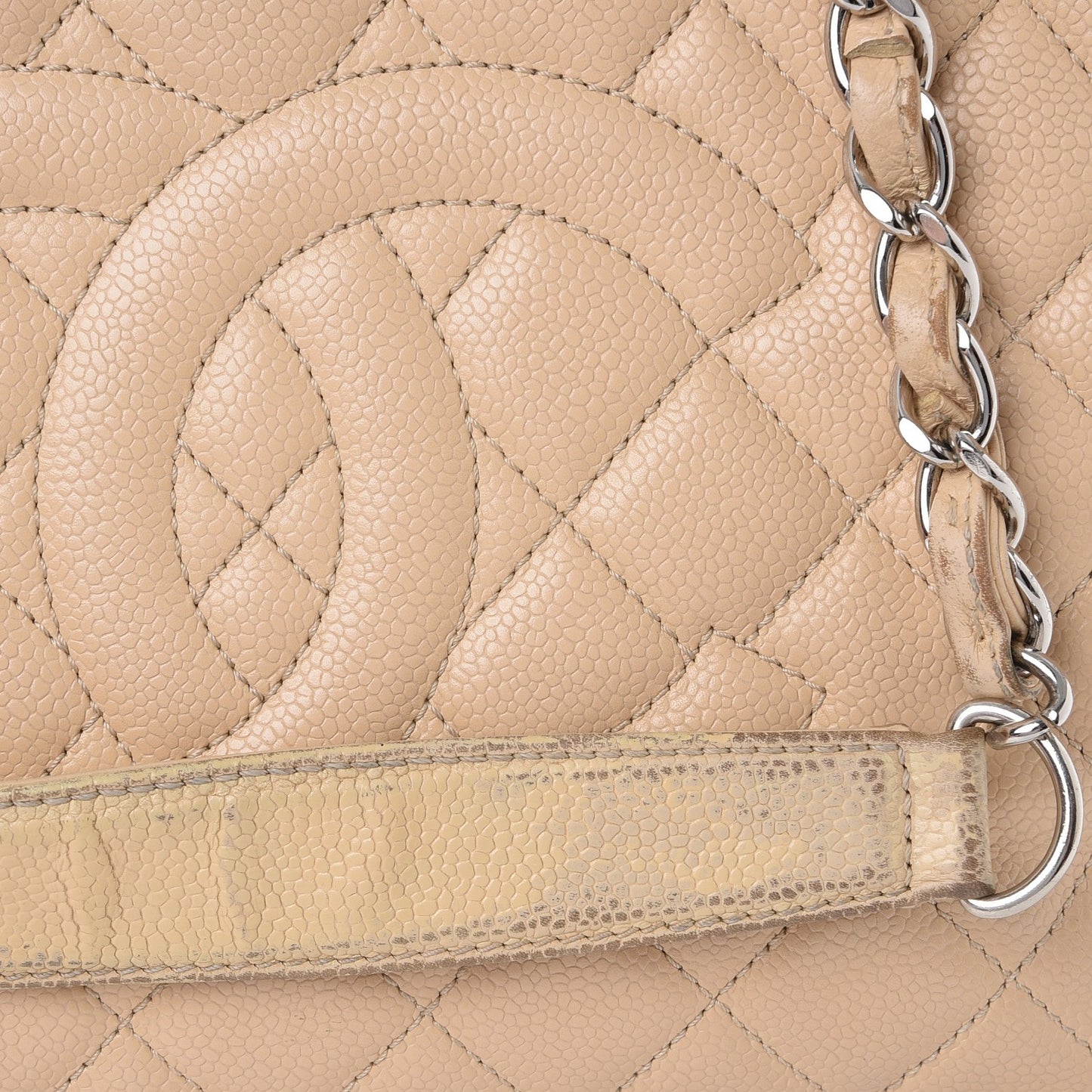 Caviar Quilted Grand Shopping Tote GST Beige Clair