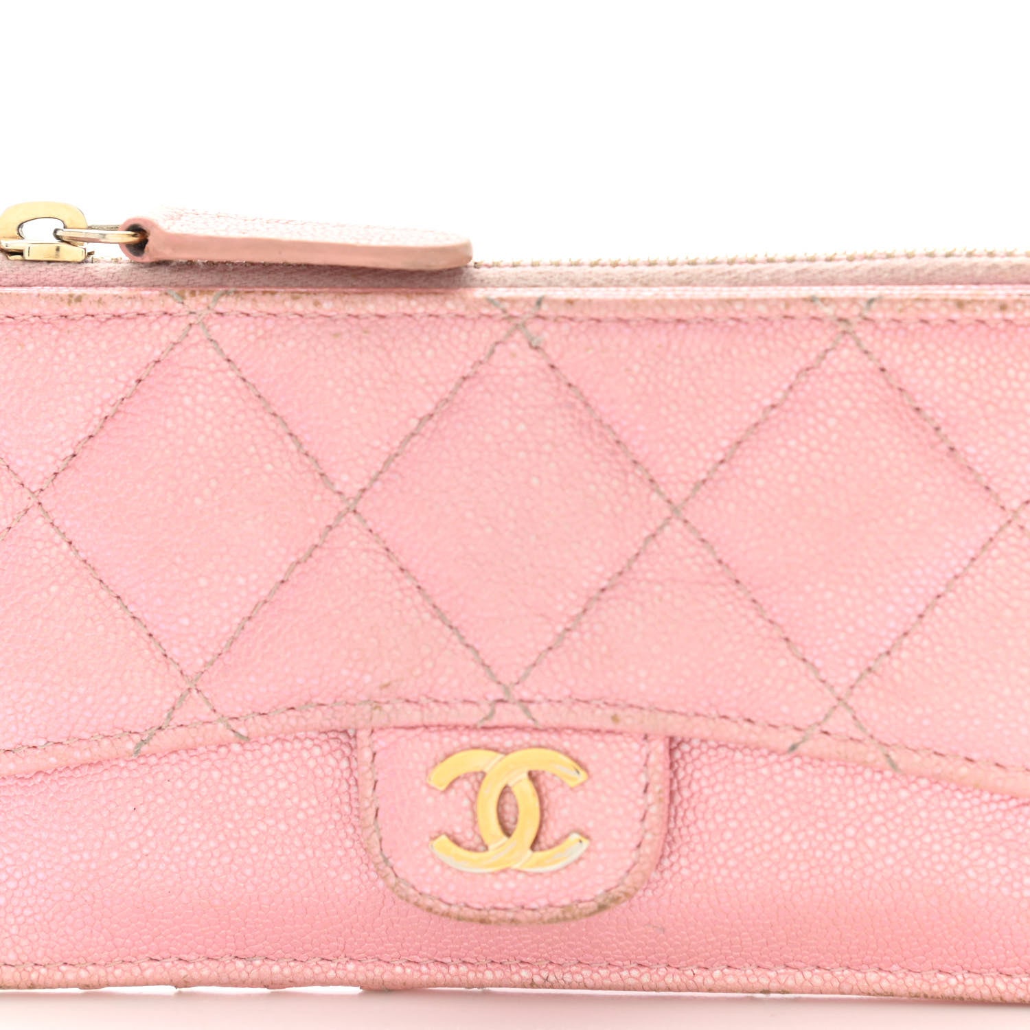 Chanel Iridescent Caviar Quilted Flap Zip Card Holder Pink 11 of 12