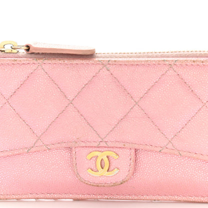 Chanel Iridescent Caviar Quilted Flap Zip Card Holder Pink 11 of 12