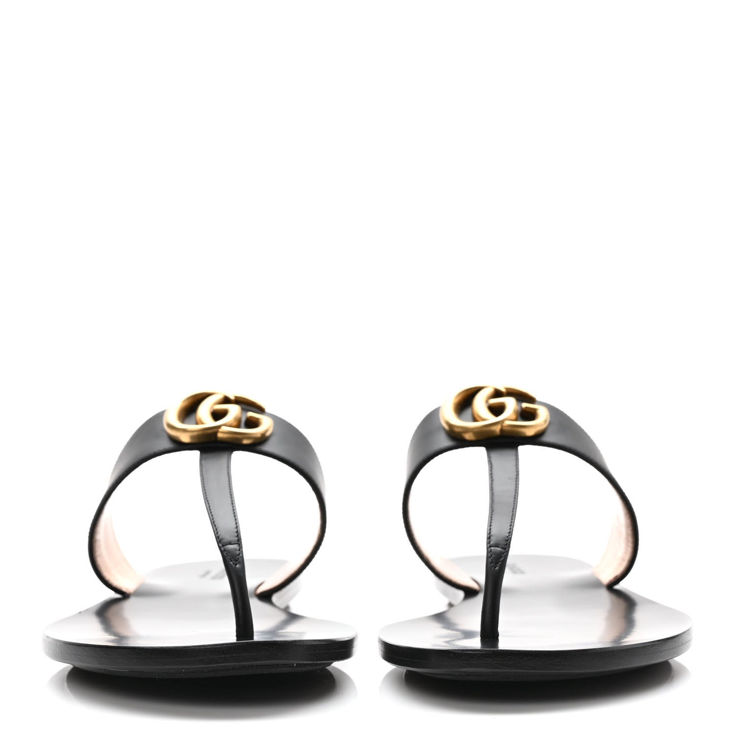 Calfskin GG Marmont Thong Sandals 39 Black