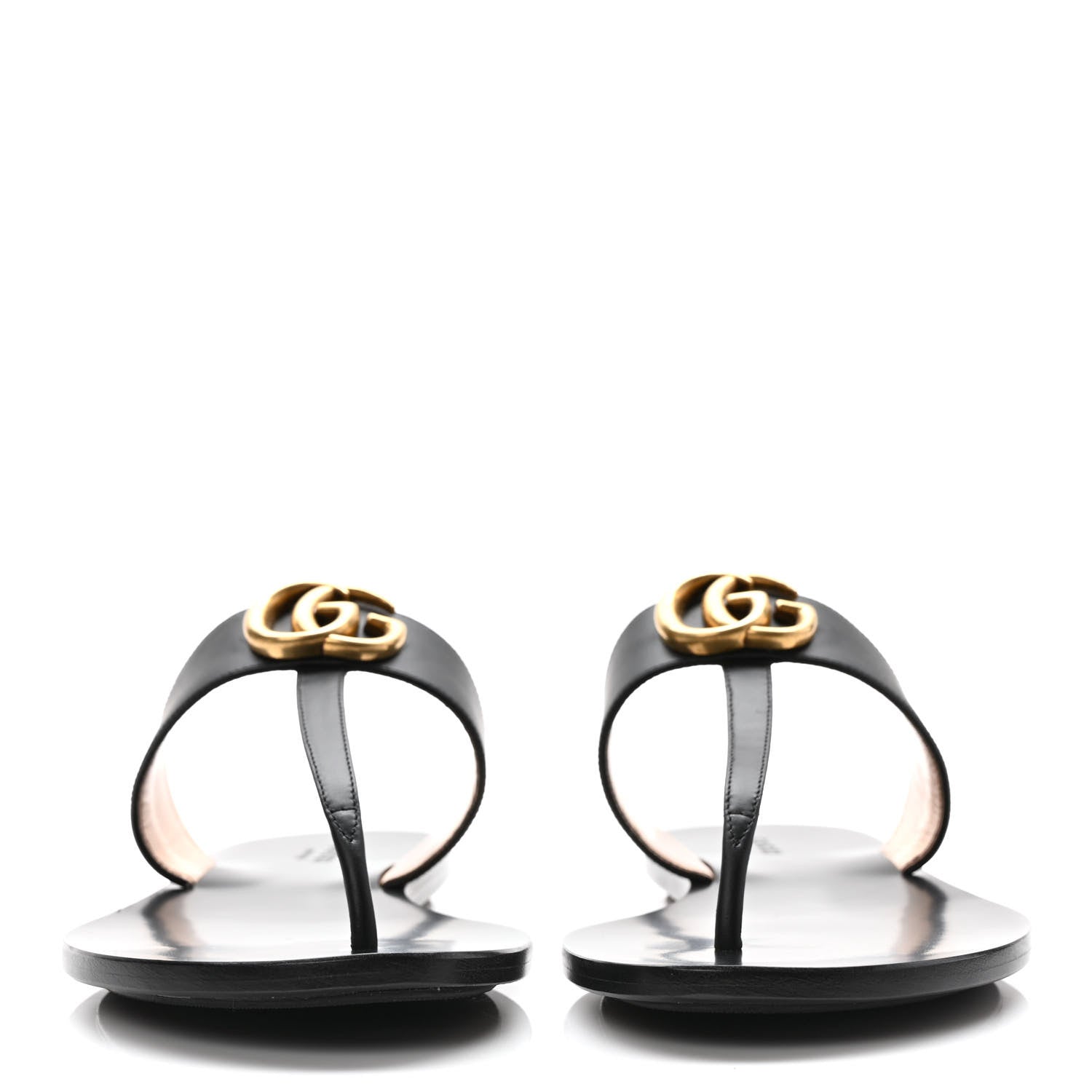 Gucci Calfskin GG Marmont Thong Sandals 39 Black 2 of 8