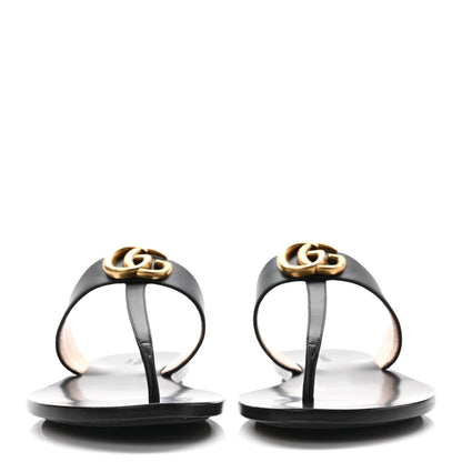 Gucci Calfskin GG Marmont Thong Sandals 39 Black 2 of 8