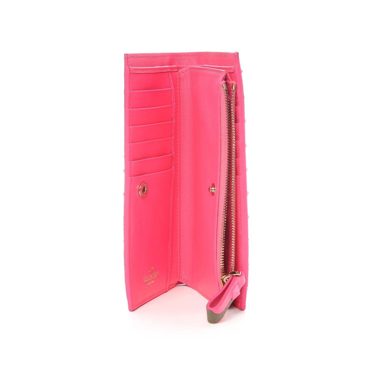 Nappa Canvas Camouflage Rockstud Continental Wallet Fuxia Fluo
