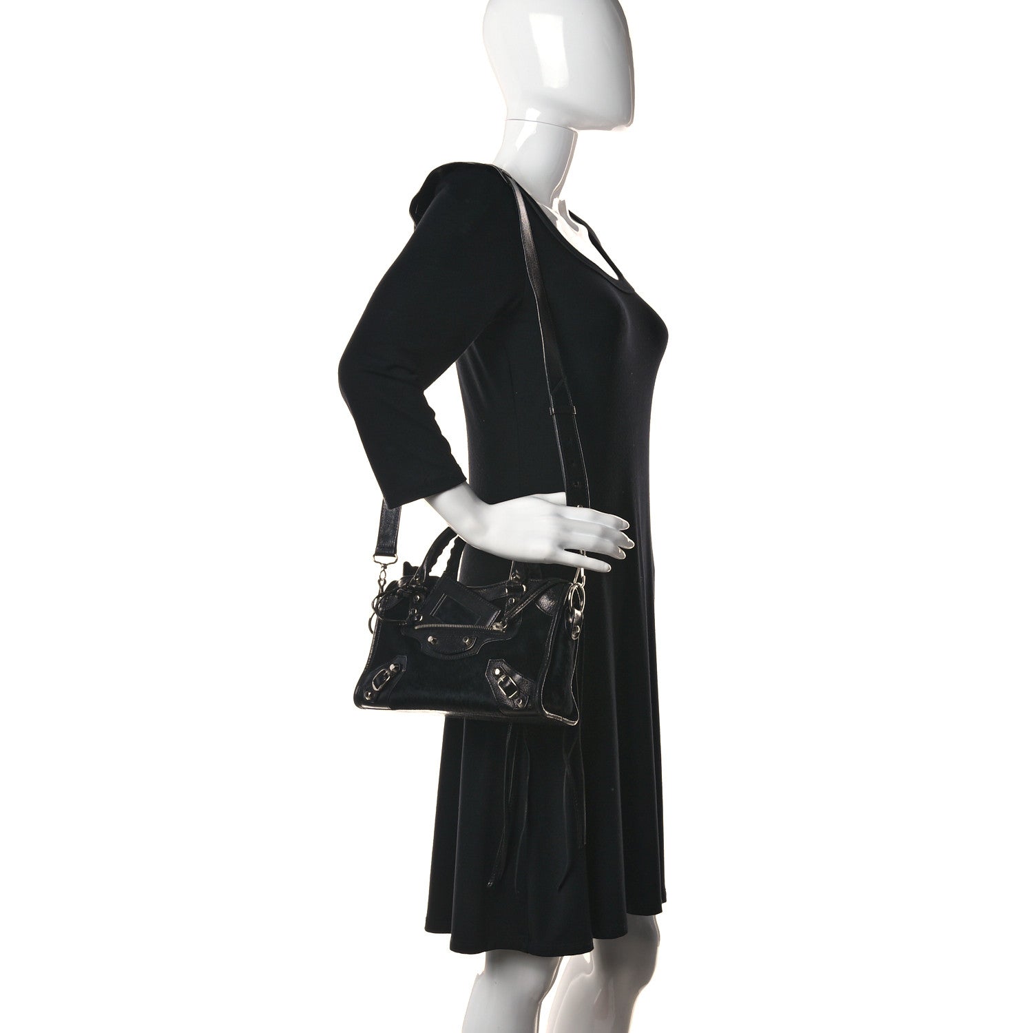Balenciaga Pony Hair Silver Classic Hardware Mini City Black 2 of 15
