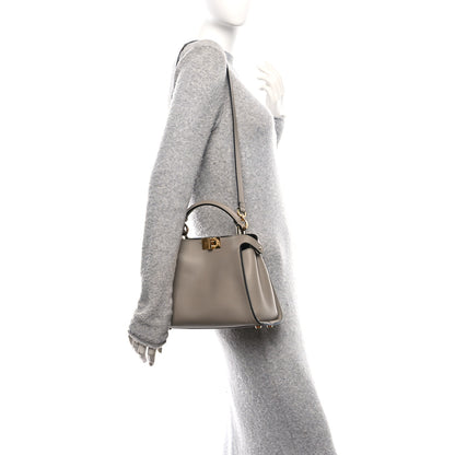 Fendi Vitello Tahiti Burro Medium Peekaboo Iconic Essentially Satchel Tortora Black 2 of 9
