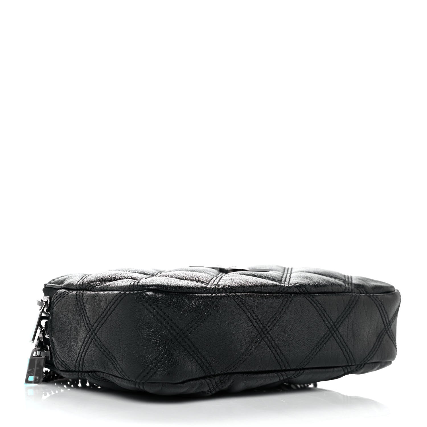 Saint Laurent Grained Lambskin Quilted Mini Becky Double Zip Bag Black 4 of 11