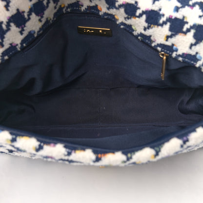 Chanel Tweed Quilted Maxi Chanel 19 Flap Ecru Navy Blue Multicolor 5 of 9