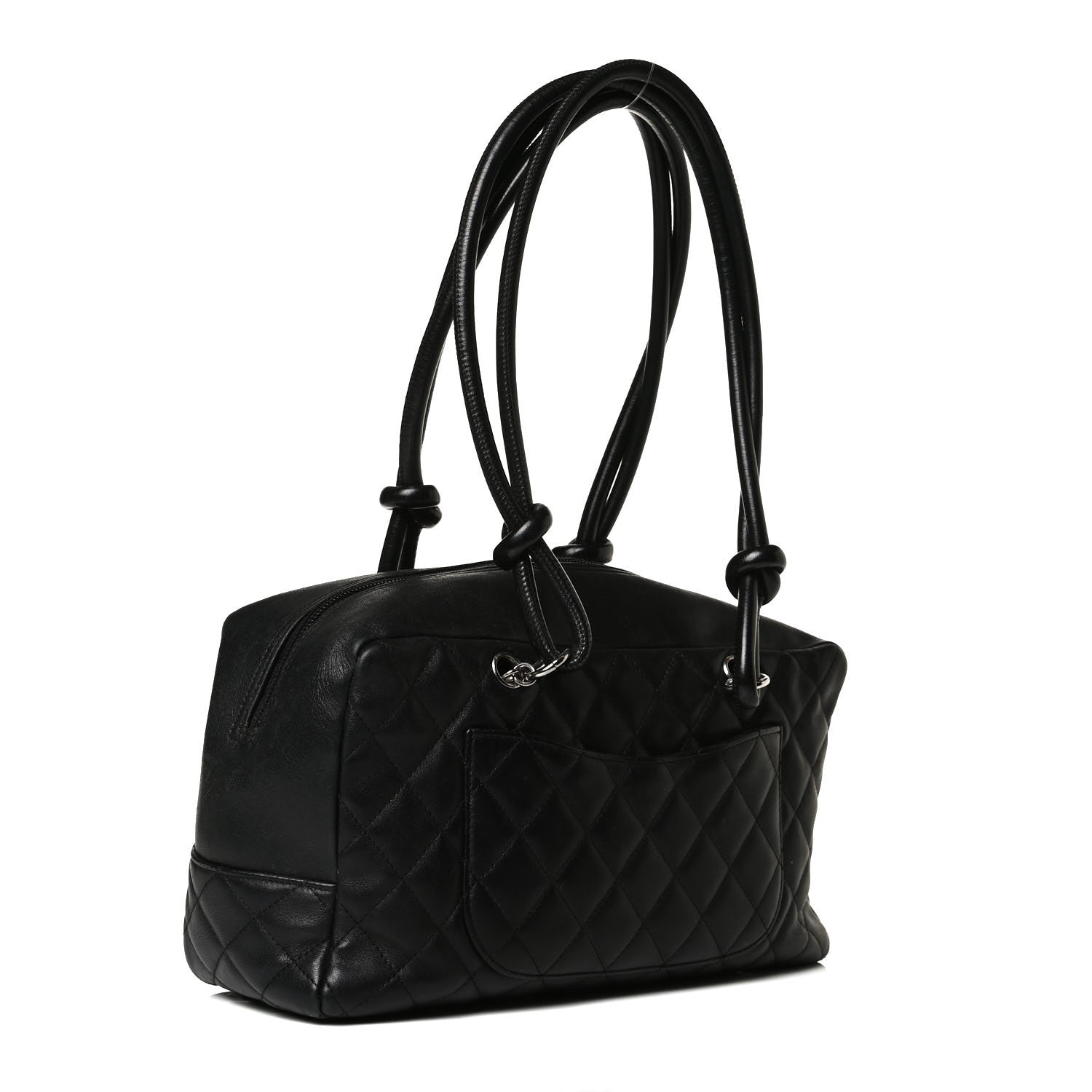 Chanel Calfskin Quilted Large Cambon Bowler Black White 3 of 17
