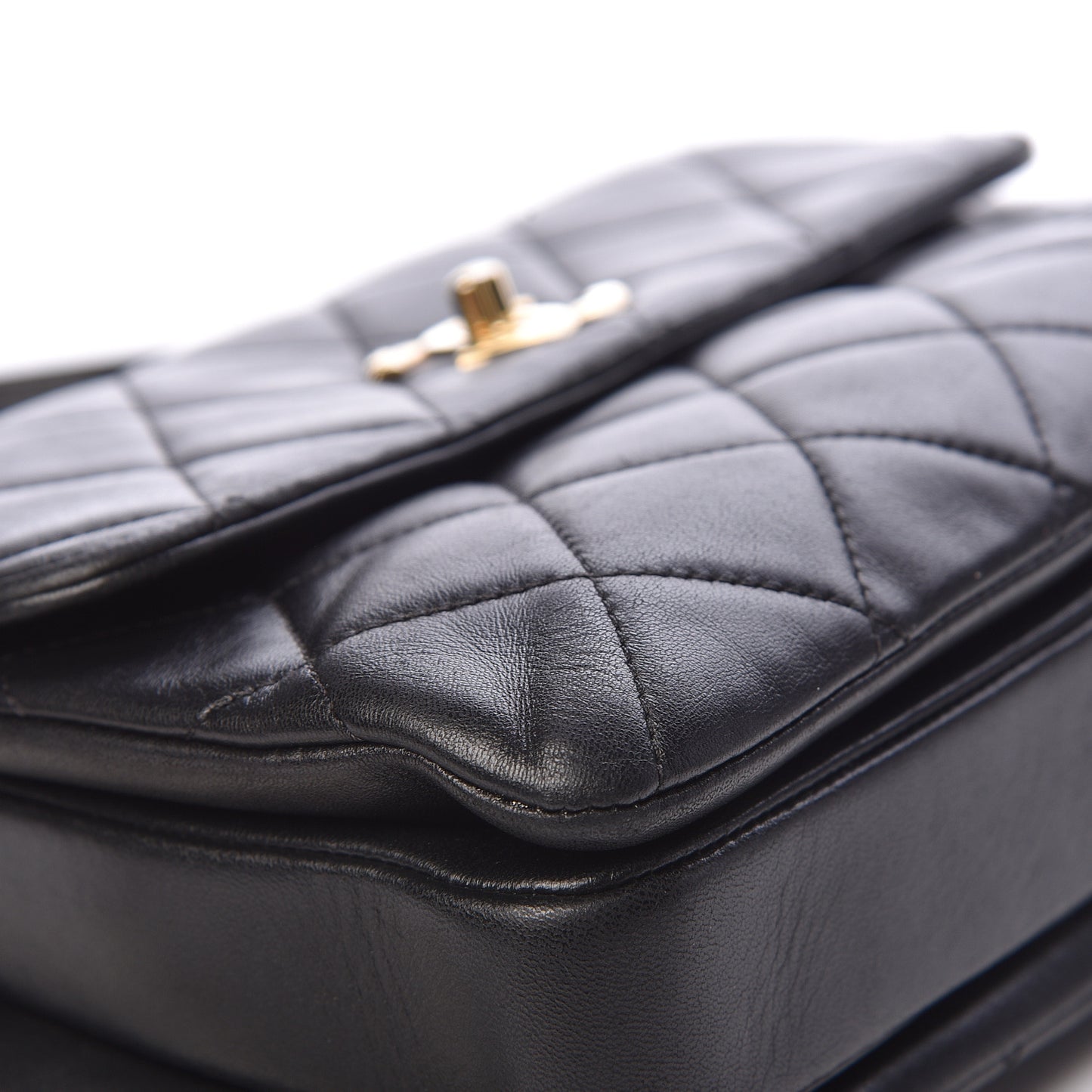 Lambskin Quilted Small Trendy CC Dual Handle Flap Bag Black