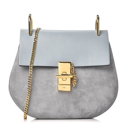 Chloe Suede Smooth Calfskin Drew Shoulder Bag Fresh Blue 1 of 9