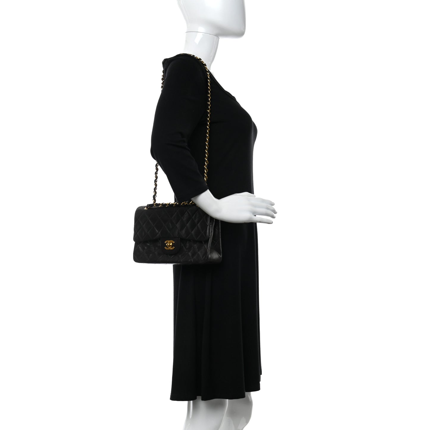 Lambskin Quilted Small Double Flap Black