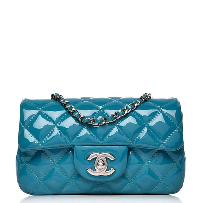 Chanel Patent Quilted Extra Mini Flap Blue 1 of 8