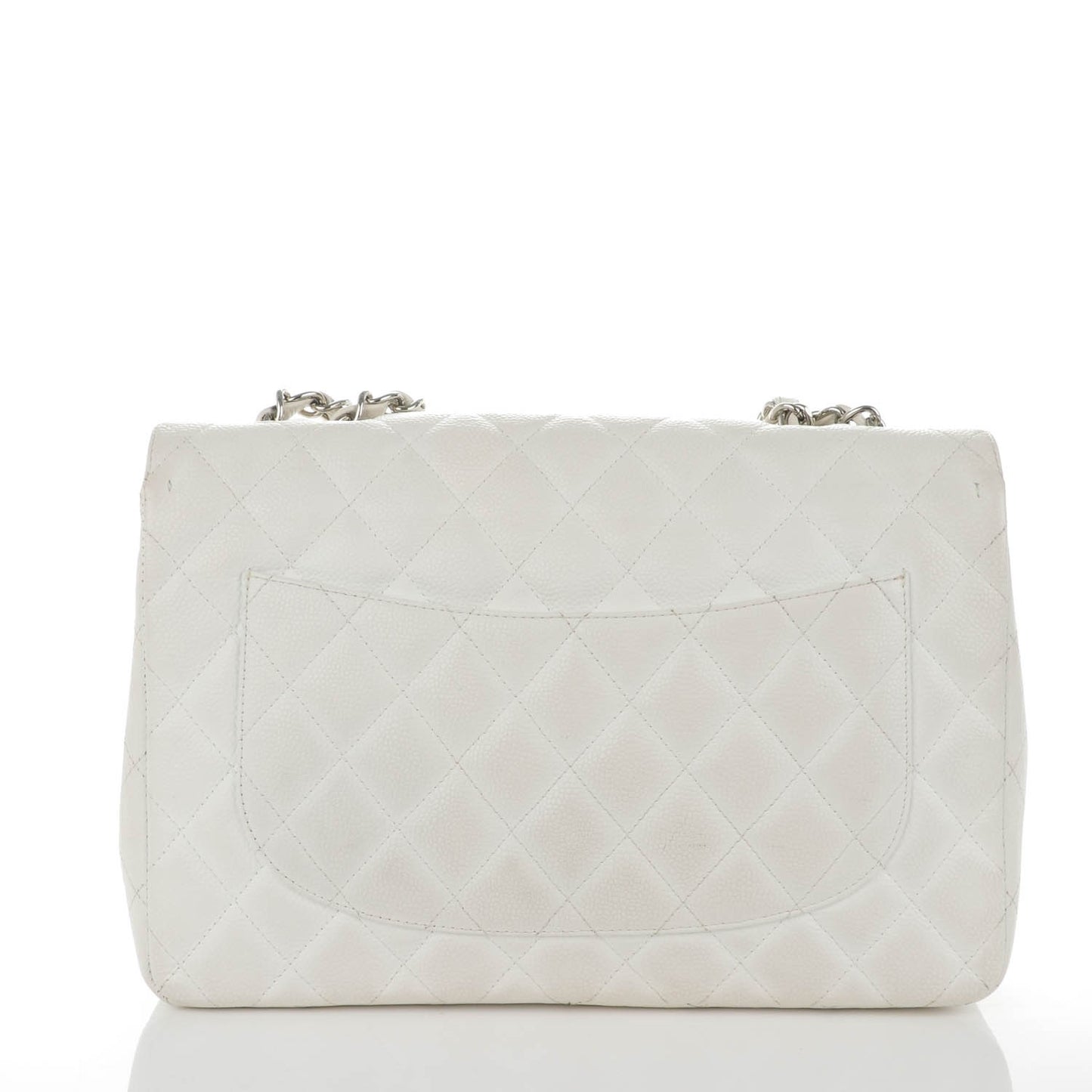 Caviar Quilted Jumbo Single Flap White
