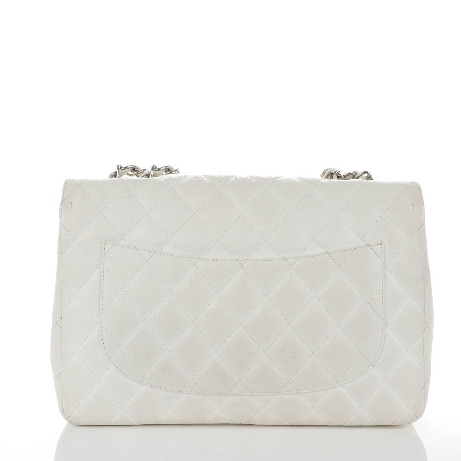 Chanel Caviar Quilted Jumbo Single Flap White 4 of 8