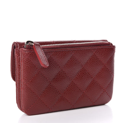 Chanel Caviar Quilted Flap Zip Card Holder Dark Red 3 of 11