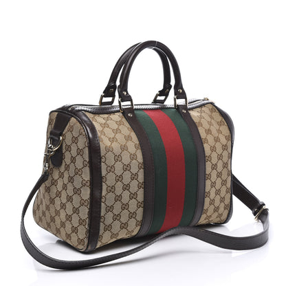 Gucci Monogram Vintage Web Medium Boston Dark Brown 2 of 13