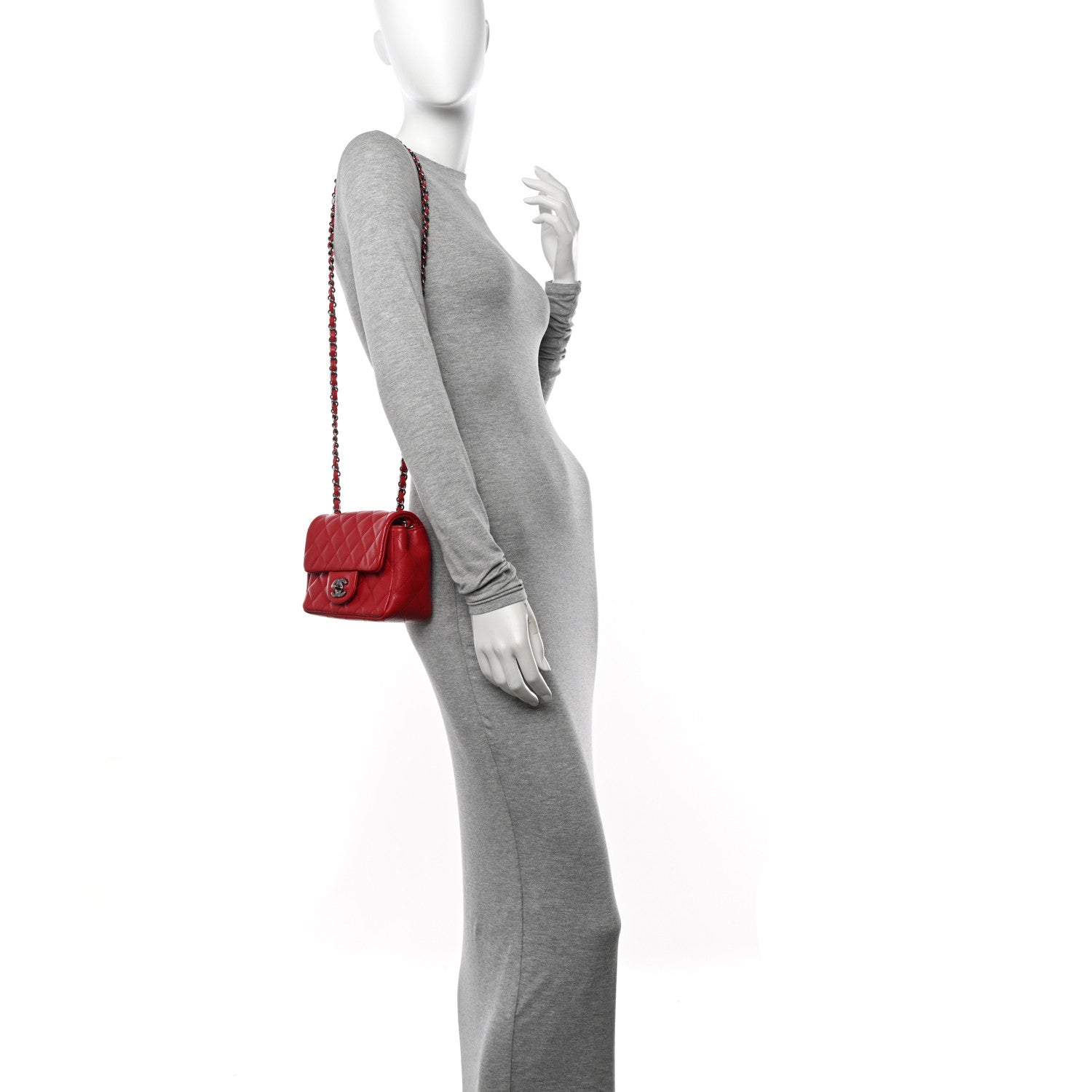 Chanel Lambskin Quilted Mini Square Flap Red 2 of 10
