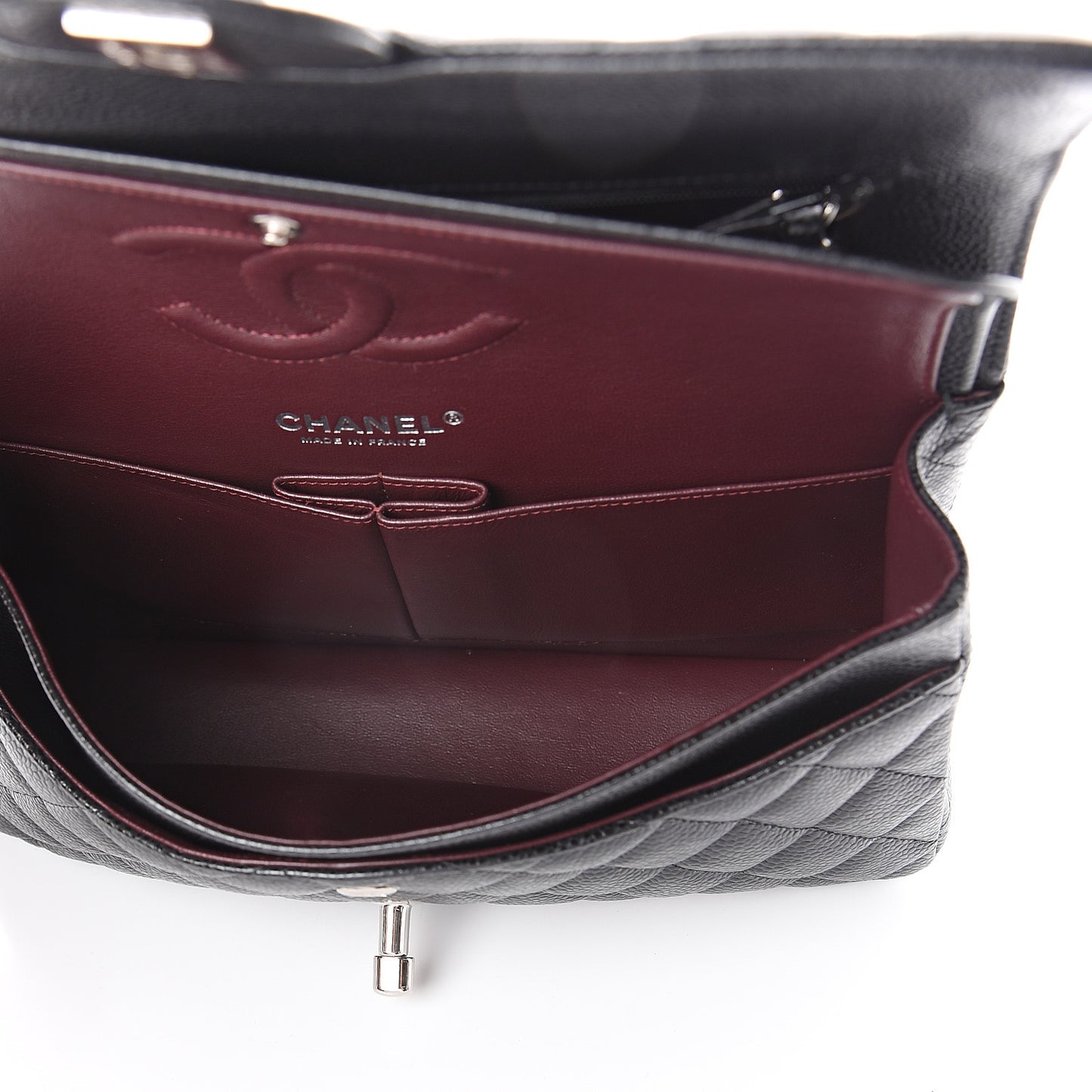 Caviar Quilted Medium Double Flap Black