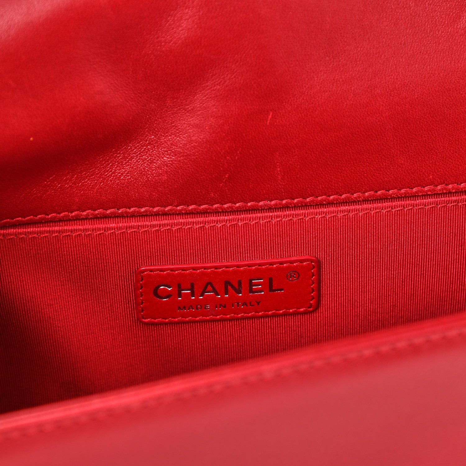 Chanel Lambskin Quilted Medium Boy Flap Black Red 6 of 9