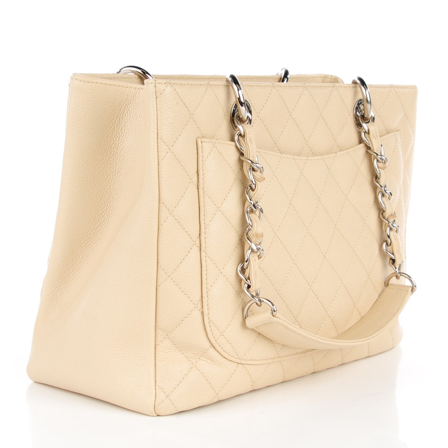 Caviar Quilted Grand Shopping Tote GST Beige Clair