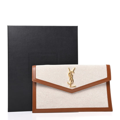 Saint Laurent Canvas Uptown Pouch Natural Beige Brick 7 of 7